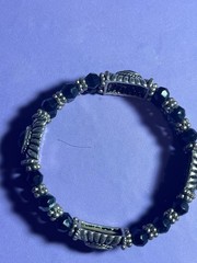 Coconut shell Beaded Stretch Bracelet St. Augustine Religious Charm Phillipines