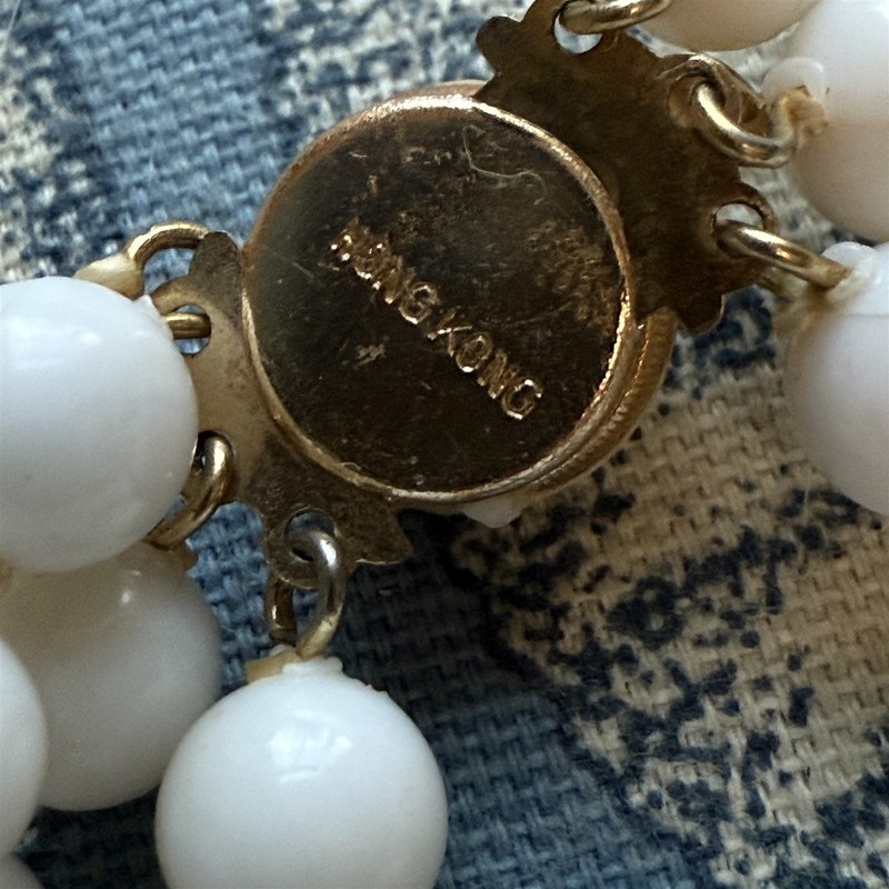 Vintage Beaded Bracelet White 3 Strand Hong Kong gallery