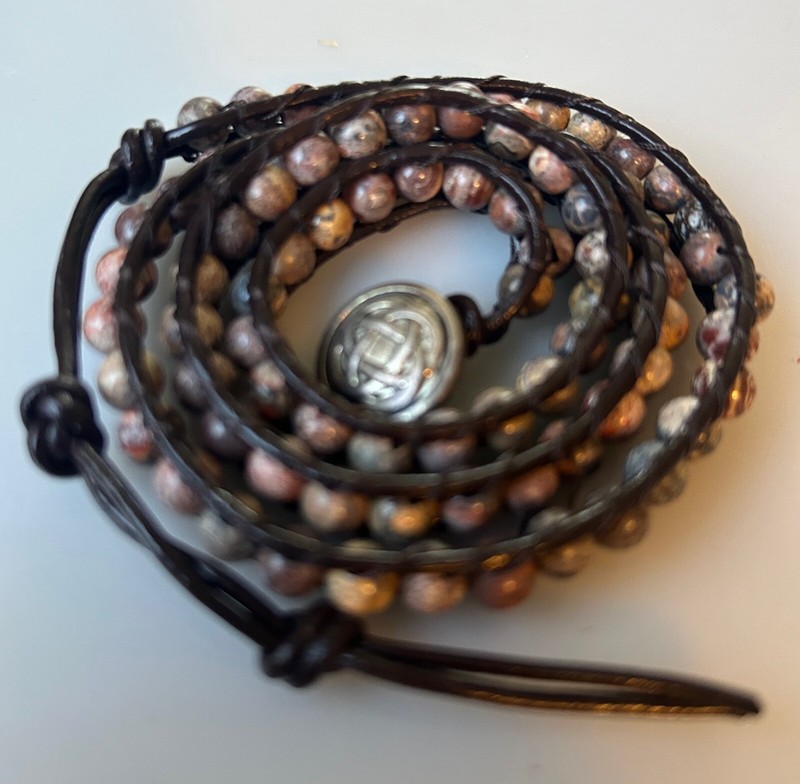 Wrap Around Faux Leather Cord Bracelet Genuine stone gallery