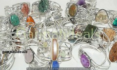 Agate & More Gemstone Bangle 5pcs Wholesale Lots 925 Silver Plated Jewelry