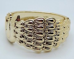 B001 Peacock Light Weight large wide gold color open Bangle fashion Bracelet