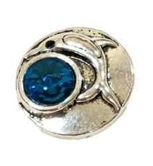 DOLPHIN BLUE RHINESTONE 18mm/20mm GINGER SNAP BUTTON FOR INTERCHANGEABLE JEWELRY