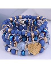 4pcs Blue Bohemian Stackable Bracelet Set Style 12 One Size