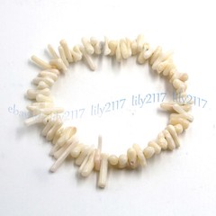 3-10mm Natural Irregular Coral Branch Chip Freefrom Gems Elastic Bracelets 7.5”