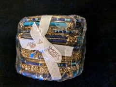New Amrita Singh Package of 17 Gold Tone Turquoise And Blue Stacking Bracelets