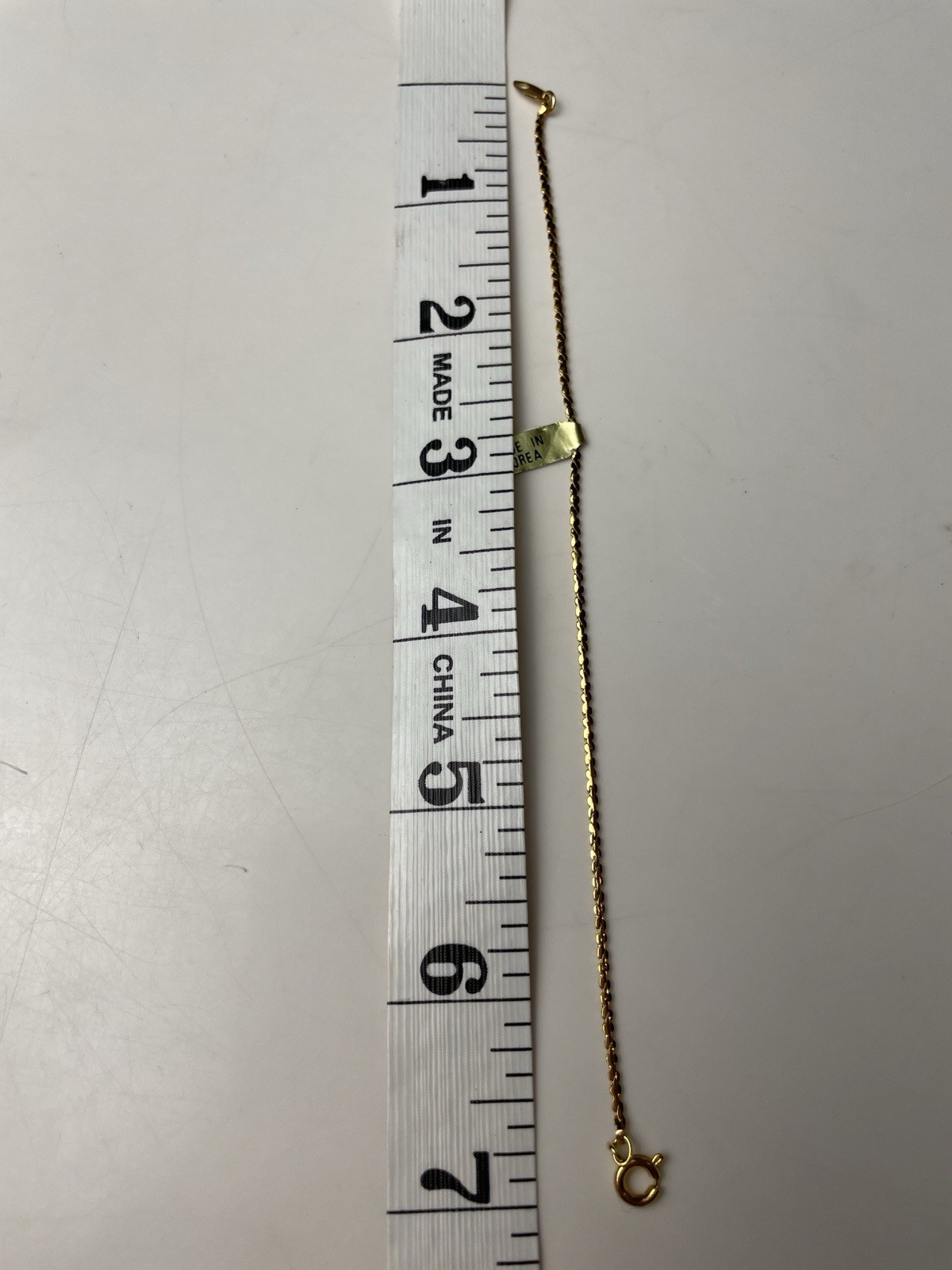 7” Gold Tone Bracelet Chain Thin & Plain Made In Korea gallery