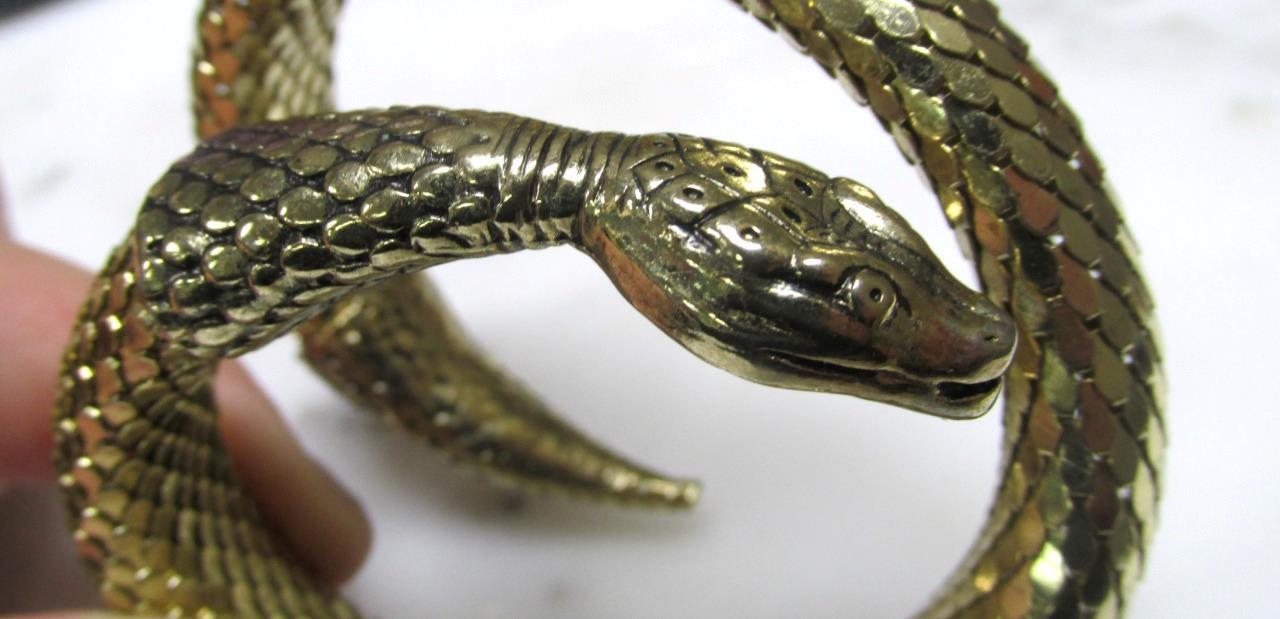 Gold Tone Mesh Snake Design Wrap Bracelet ~ 59grams ~ 2-F308 gallery