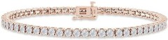 1 Ct Simulated Diamond Miracle Set Tennis Bracelet 14k Rose Gold Plated Silver