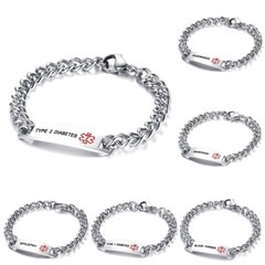 Women LASER ENGRAVED Emergency Medical Alert 8.7″ Bracelet Stainless Steel