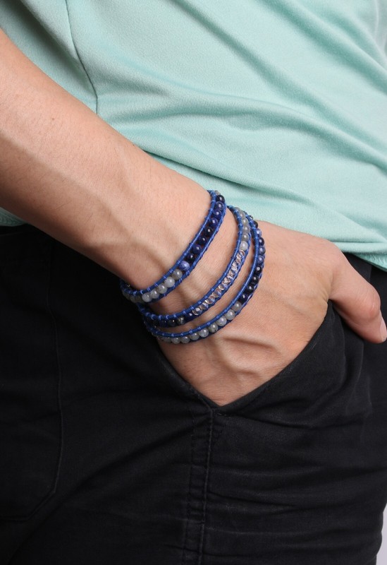 KELITCH Leather Wrap Bracelet Stone Crystal Beads Single Strand Bracelet 3Wrap gallery