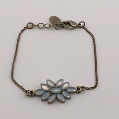 ACCESSORIZE Bracelet Blue Floral Feature Chain Bead Retro Festival Boho Flower