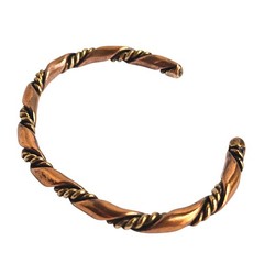 Vintage Twisted Copper Brass Cuff Bracelet Oval Rope Bangle Size 7 Adjustable