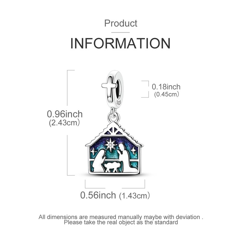 MULA European 925 Sterling Silver DIY Charm CZ Jesus Birth For Women Bracelet gallery