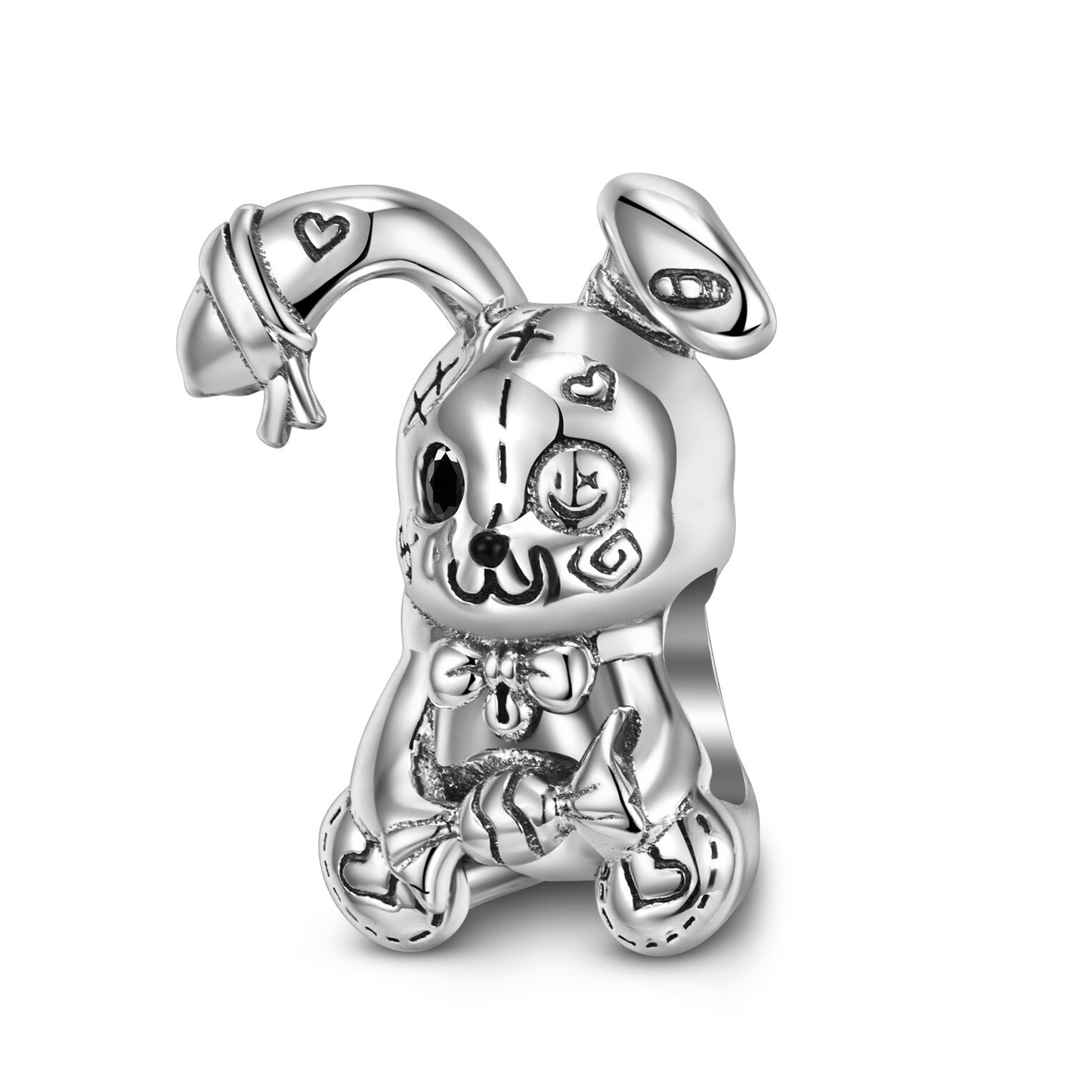 925 Sterling Silver Bunny Voodoo Doll Rabbit Ragdoll Bracelet Charm Bead Punk gallery