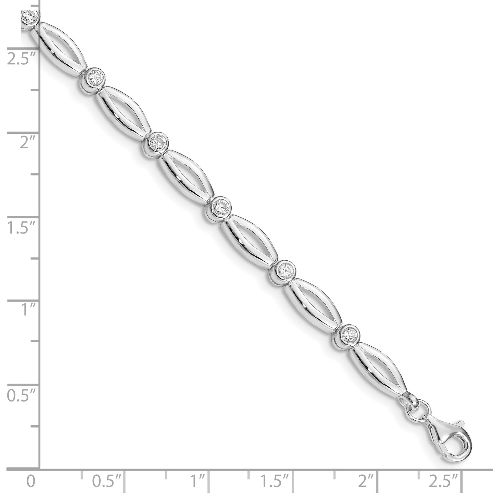 Silver 7inch Polished Fancy CZ Bracelet QX284CZ gallery