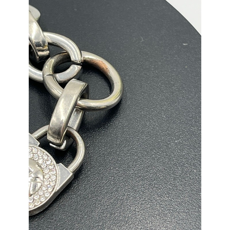 Michael Kors Silver Heritage Fulton Padlock Station Pave Crystal Toggle Bracelet gallery