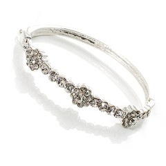 Exquisite Crystal Floral Bangle Bracelet