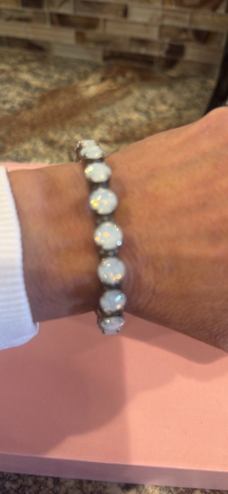 Sorrelli Riveting Romance Antique Gold Tone White Opal Cuff Bracelet