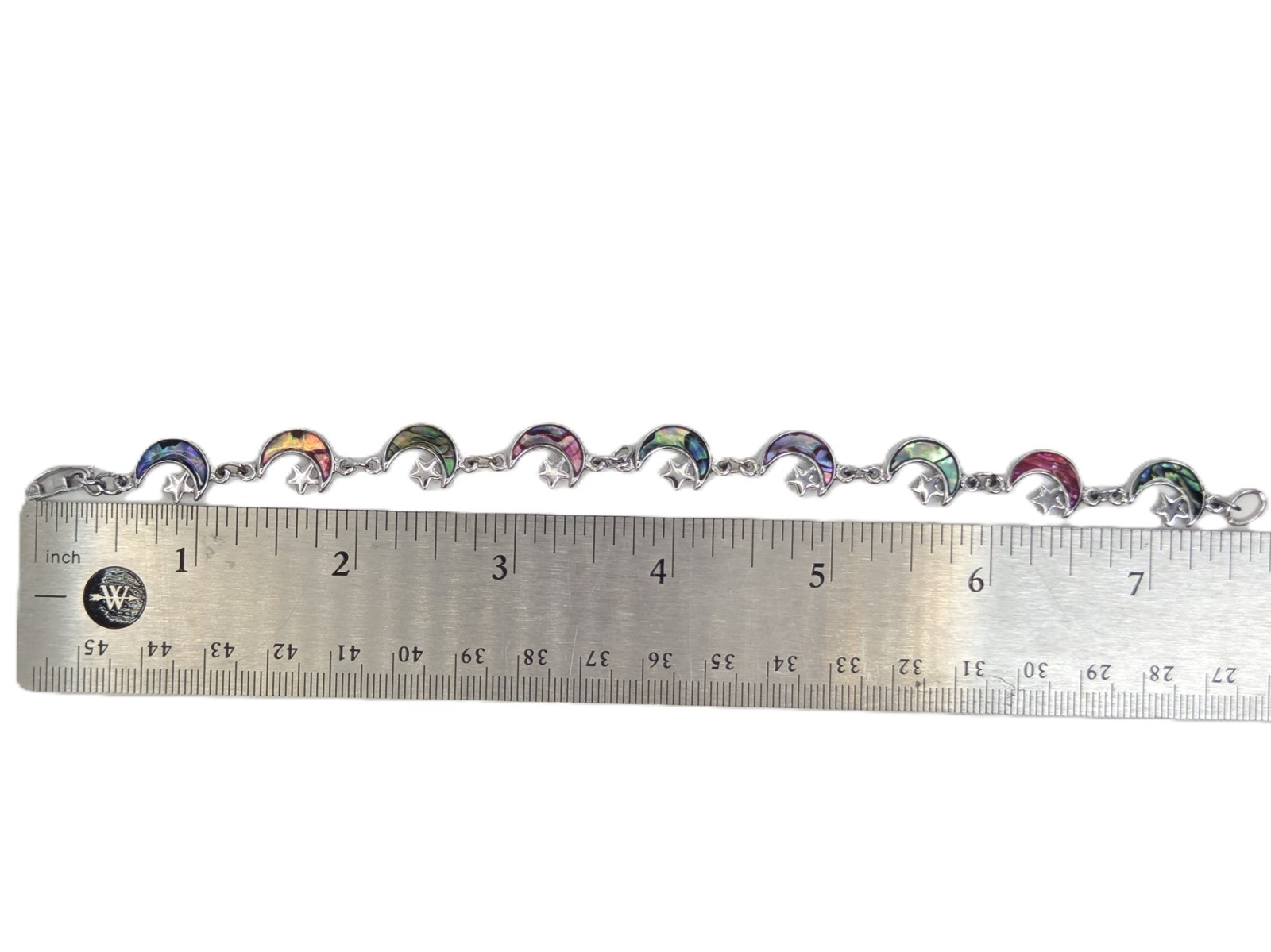 Multicolored Paua Shell Inlay (Simulated) Crescent and Star Bracelet gallery