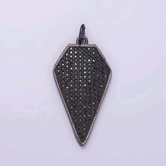 14K Gold Filled Black Micro Pave CZ Diamond Shield Charm Pendant