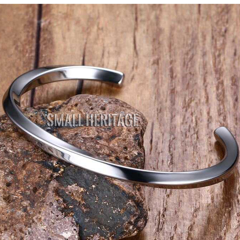 Vintage Stainless Steel Bangle Mobius Twisted Cuff Bracelet for Men Women Unisex gallery
