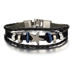 Multilayer Leather Bracelet Braided Men Women Wristband Bangle Jewelry Steel US