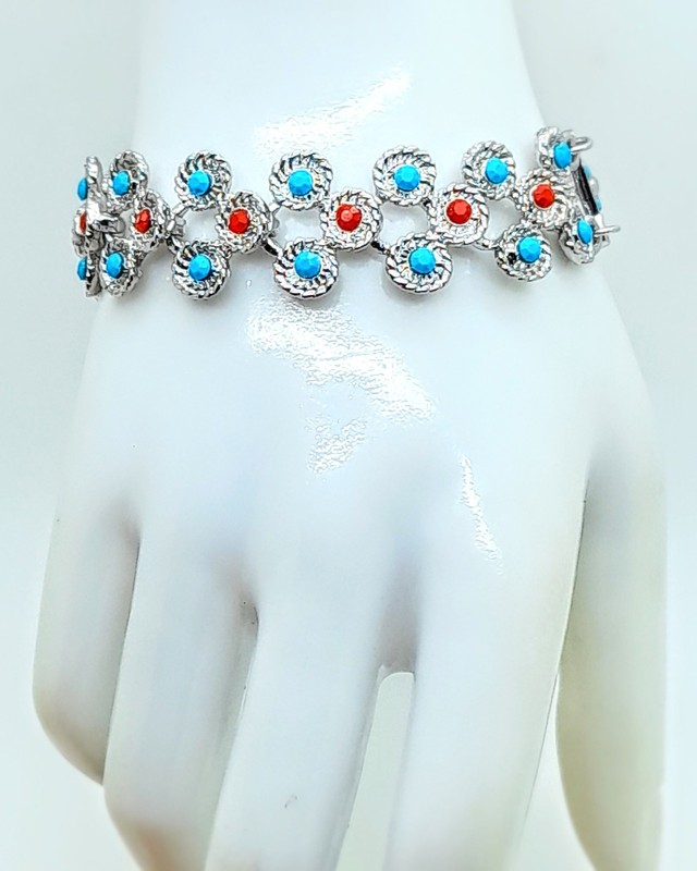 Blue & red Acrylic silver Plated Luxurious Wrist Fashion Jewelry tennis Bracelet gallery