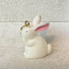 White Fluffy 3-D Flocked Bunny Rabbit Charm for Bracelet Pendant for Necklace