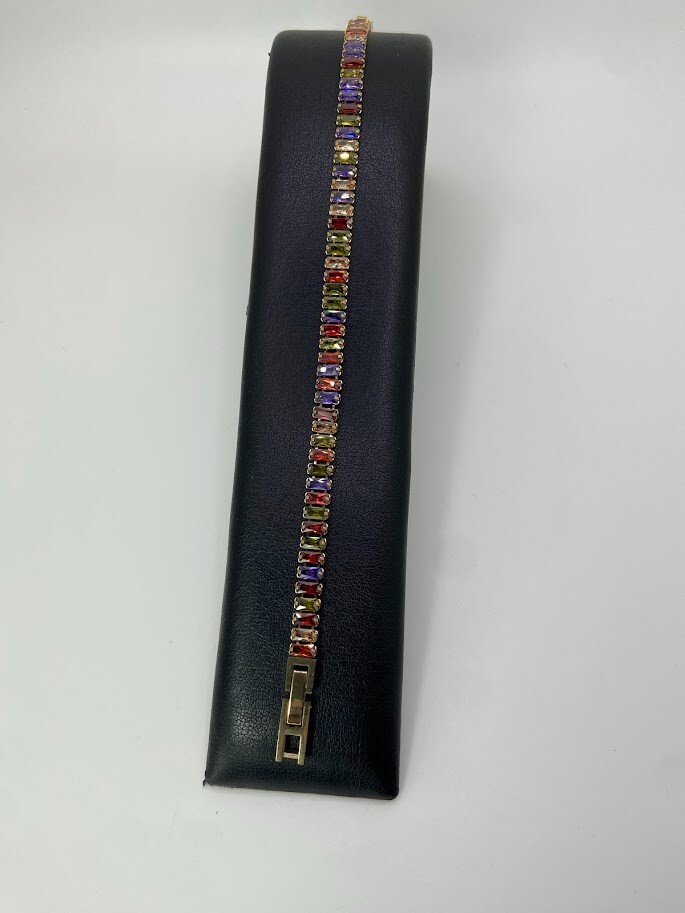 Gorgeous Multi Colour Crystal Tennis Bracelet 16.5-18.5cm" gallery