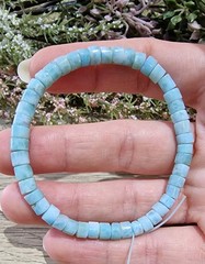 Larimar Crystal Abacus Shaped Beads Bracelet 5.4mm Elasticated Healing Gemstone