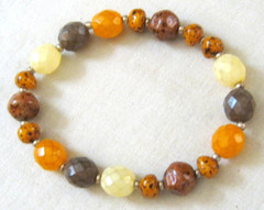 JOAN RIVERS Earth Tone Multi Color Round Czech Glass BEAD Stretch BRACELET