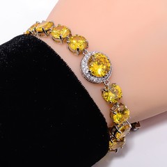 Yellow Sapphire – Simulated 925 Sterling Silver Adjustable Bracelet 7-8″ B13287