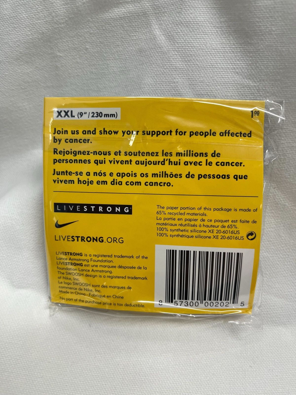 Nike LiveSTRONG Authentic Wristband Bracelet NEW (Size XXL) 9"/230 mm gallery