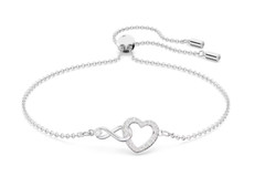Swarovski – Hyperbola bracelet – Infinity and heart, White, Rhodium plated