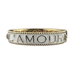 Juliska L’Amour Toujour Hinged White Enamel Bangle Bracelet