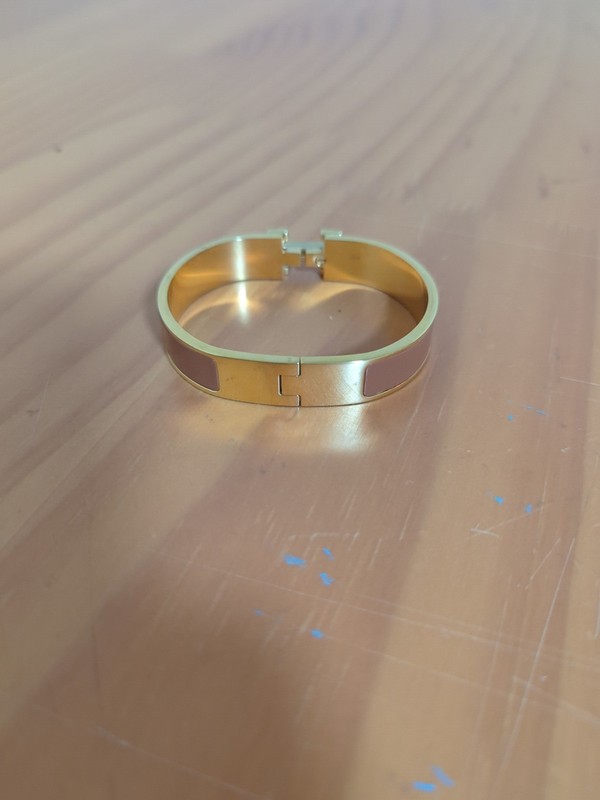 Hermes Clic Clac Bangle Bracelet Used Great Condition. Gold And Brown. No Box gallery