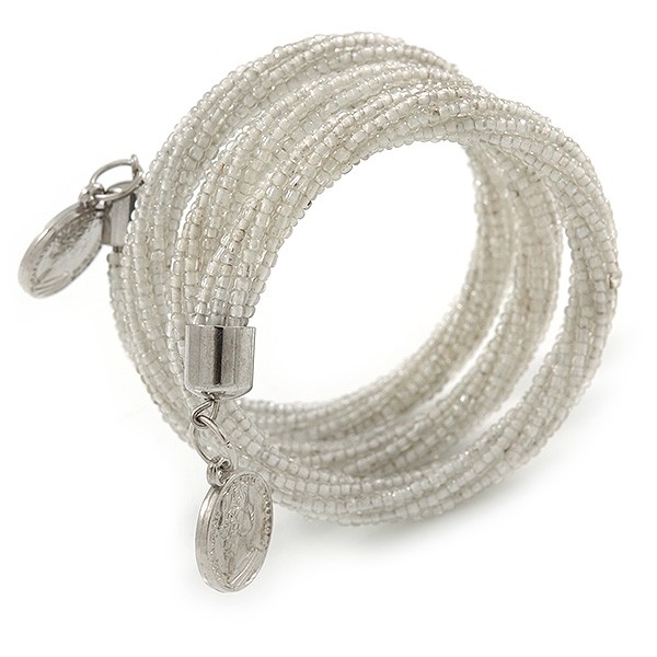 Transparent White Glass Bead Multistrand Bracelet for Teen/ Children - 15cm L gallery