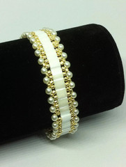 Elegant 7 inch Bracelet Tila Glass Pearl Bead with Miyuki Golden beads.