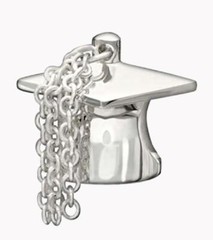 Chamilia GRADUATION CAP w/Tassel Dangle Sterling Silver Charm Bead 2010-3205 $45