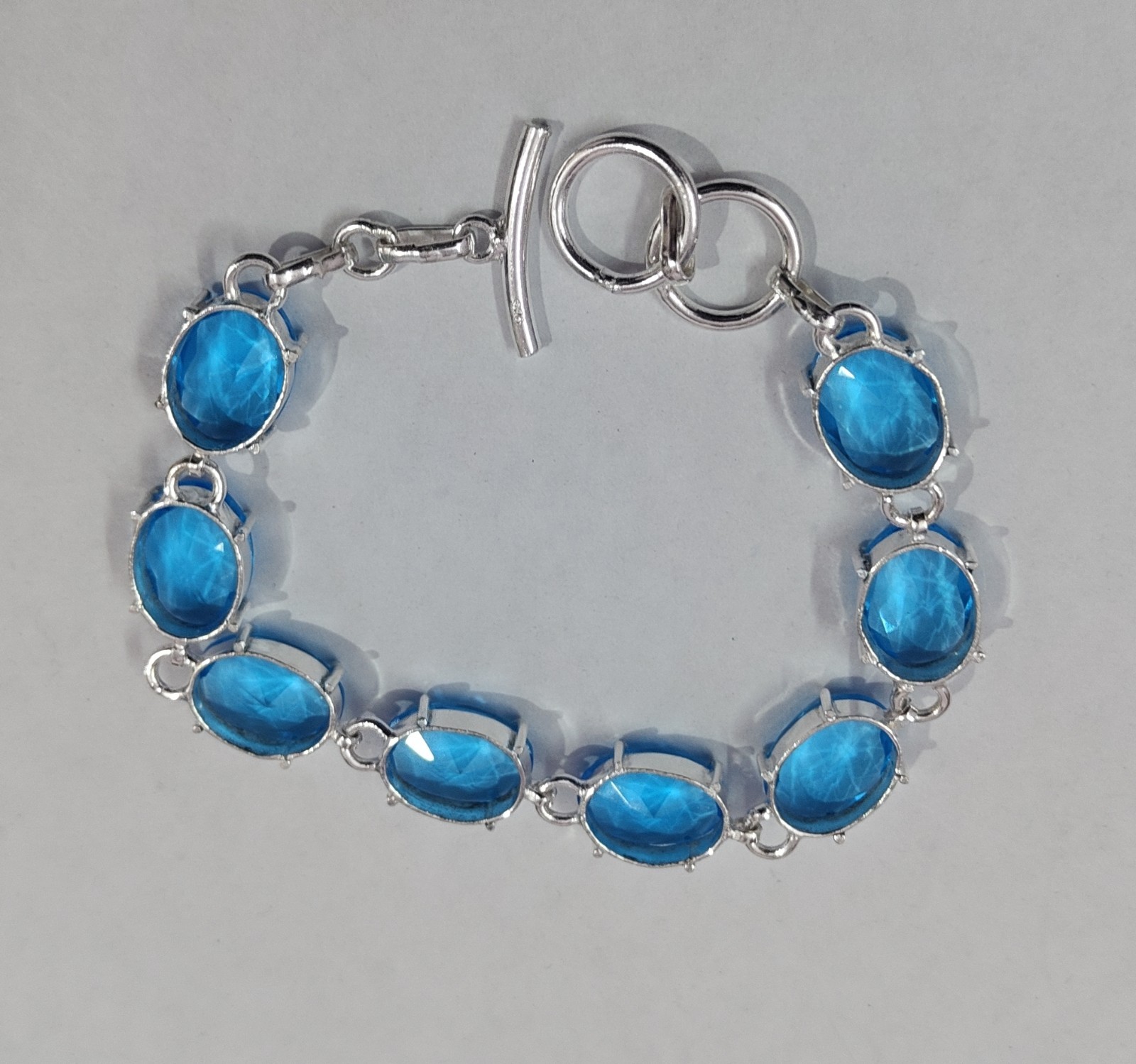 Free shipping Huge Faceted Bluetopaz Stone Handmade Bracelet gallery