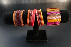 3 Pc Bracelet Pink Orange Yellow Red Bead Wrap Shell Lot Mixed Styles Cuffs J13