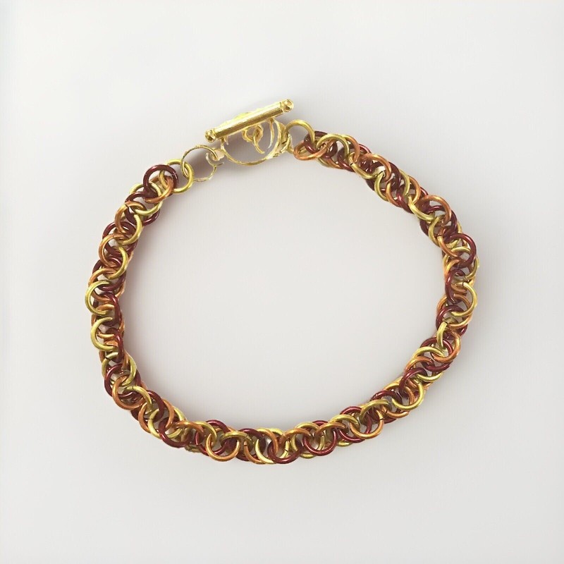 Spiral Chainmaille Bracelet In Copper & Gold Tone SZ 9in. Silver & Blue SZ 7.5. gallery