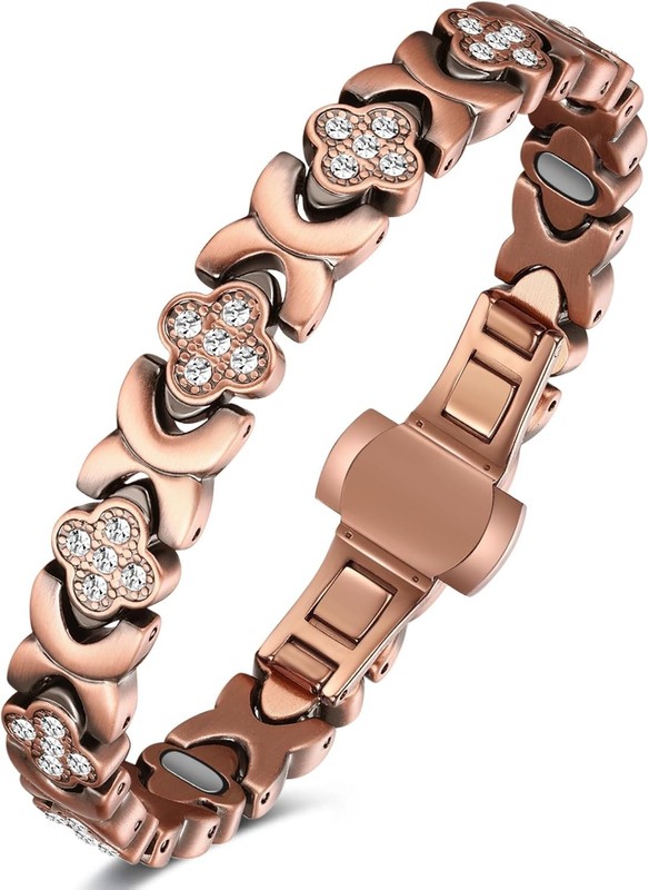 Feraco Pure Copper Bracelets for Women, 5X Ultra Strength Magnetic Bracelet with gallery