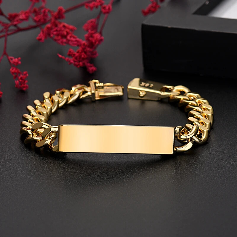 925 sterling silver plated 18K Gold 10MM chain bracelet fashion original jewelry gallery