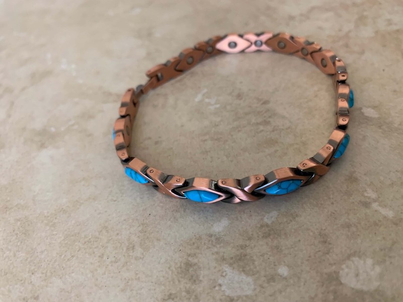 Turquoise Pure Copper Magnetic Bracelet Arthritis Pain Relief Energy Power Women gallery