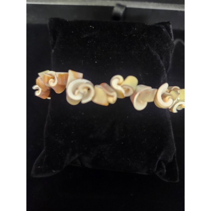 Natural Curly Curled Spiral Conch Shell Seashell Bracelet 7" Boho Beach gallery