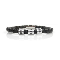 Triathlon Leather Bracelet with Personalised Hand Stamped Name Beads
