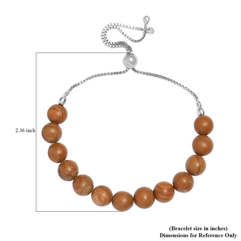 SUPER SWEET Zebra Jasper Beaded Bolo Bracelet in Sterling Silver 50.00ctw gallery