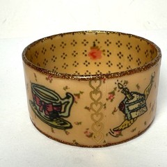 VTG Betsey Johnson Tea Party Cake Teapot Birds Bracelet Rare NWOT