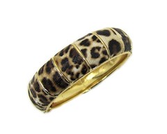 Animal print bangle bracelet with brown black pattern, with hinge opening NEW